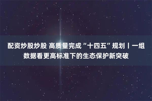 配资炒股炒股 高质量完成“十四五”规划丨一组数据看更高标准下的生态保护新突破
